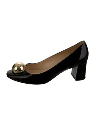 Pre-owned Kate Spade Patent Leather Bow Accents Mules In Black
