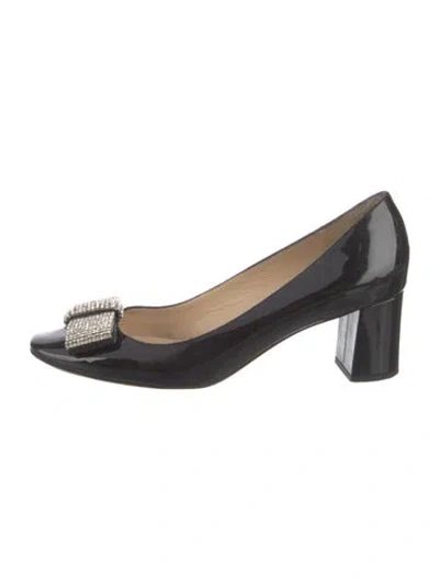 Pre-owned Kate Spade Patent Leather Bow Accents Pumps In Black