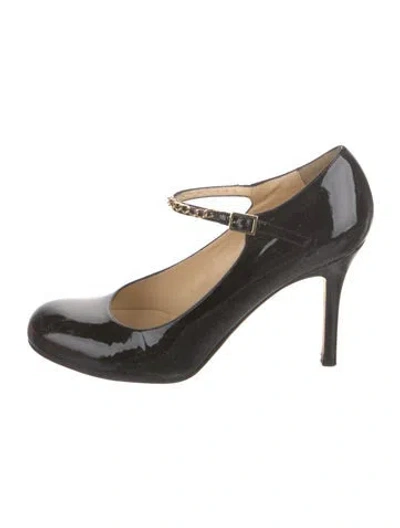 Pre-owned Kate Spade Patent Leather Chain-link Accents Pumps In Black