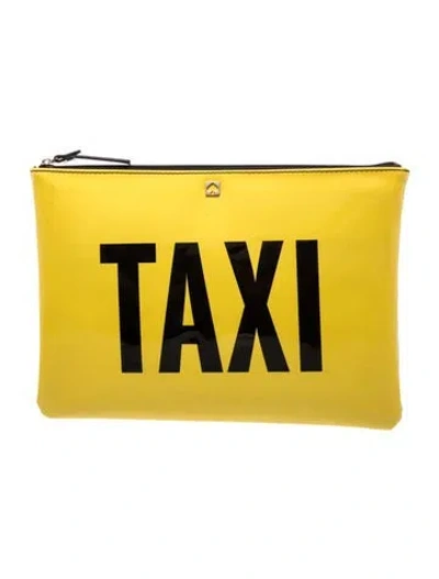 Pre-owned Kate Spade Patent Leather Clutch In Black/yellow