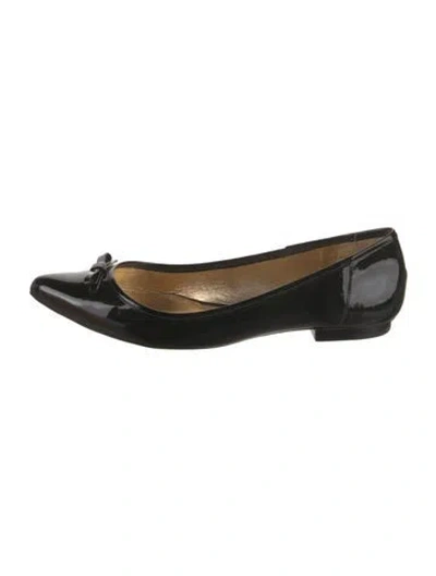 Pre-owned Kate Spade Patent Leather Colorblock Pattern Ballet Flats In Black