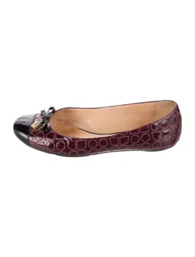 Pre-owned Kate Spade Patent Leather Colorblock Pattern Ballet Flats In Burgundy