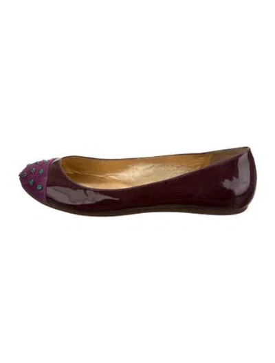 Pre-owned Kate Spade Patent Leather Colorblock Pattern Ballet Flats In Purple