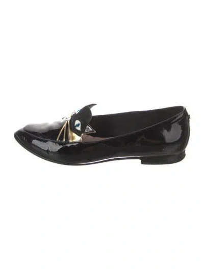 Pre-owned Kate Spade Patent Leather Colorblock Pattern Loafers In Black