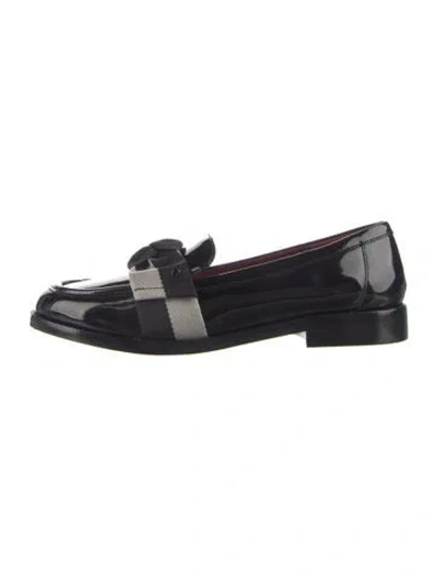 Pre-owned Kate Spade Patent Leather Colorblock Pattern Loafers In Blue