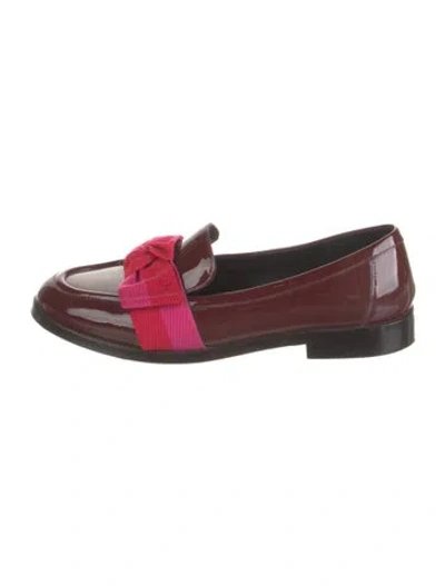 Pre-owned Kate Spade Patent Leather Colorblock Pattern Loafers In Burgundy
