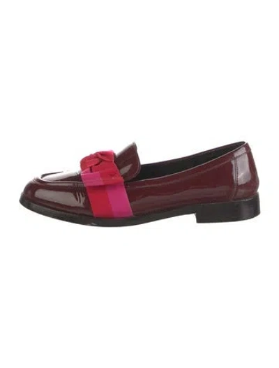 Pre-owned Kate Spade Patent Leather Colorblock Pattern Loafers In Burgundy