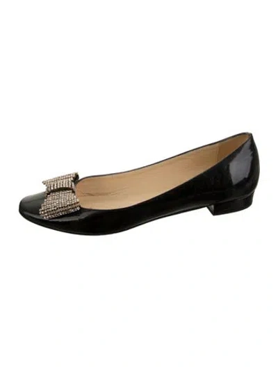 Pre-owned Kate Spade Patent Leather Crystal Embellishments Ballet Flats