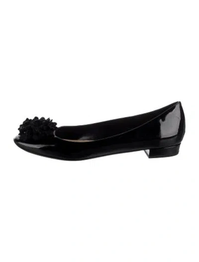 Pre-owned Kate Spade Patent Leather Crystal Embellishments Ballet Flats In Black