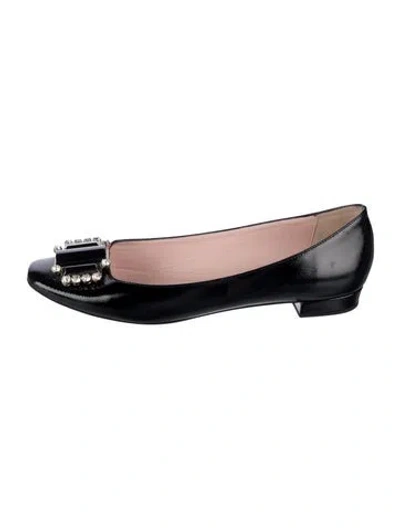 Pre-owned Kate Spade Patent Leather Crystal Embellishments Ballet Flats In Black