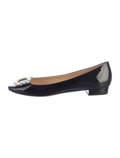 Pre-owned Kate Spade Patent Leather Crystal Embellishments Ballet Flats In Blue