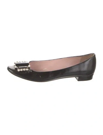 Pre-owned Kate Spade Patent Leather Crystal Embellishments Flats In Black