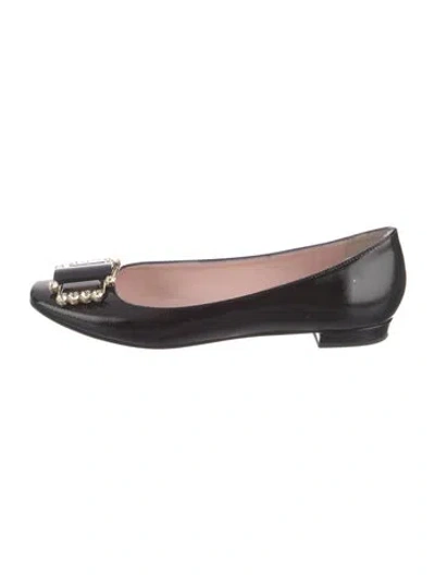 Pre-owned Kate Spade Patent Leather Crystal Embellishments Flats In Black