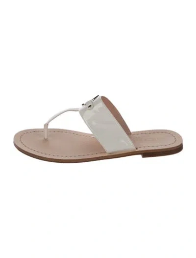 Pre-owned Kate Spade Patent Leather Flip Flops In Neutrals