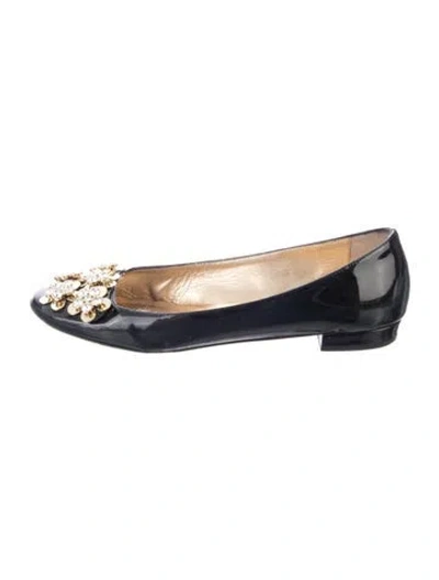 Pre-owned Kate Spade Patent Leather Floral Print Ballet Flats In Blue