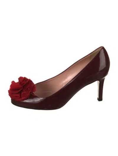 Pre-owned Kate Spade Patent Leather Floral Print Pumps In Red