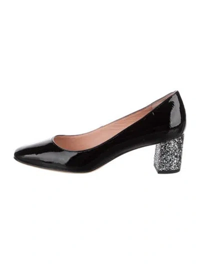 Pre-owned Kate Spade Patent Leather Glitter Accents Pumps In Black