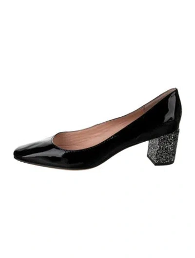 Pre-owned Kate Spade Patent Leather Glitter Accents Pumps In Black