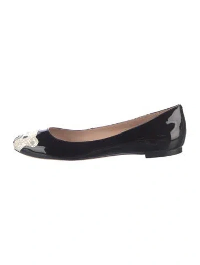 Pre-owned Kate Spade Patent Leather Graphic Print Ballet Flats In Black