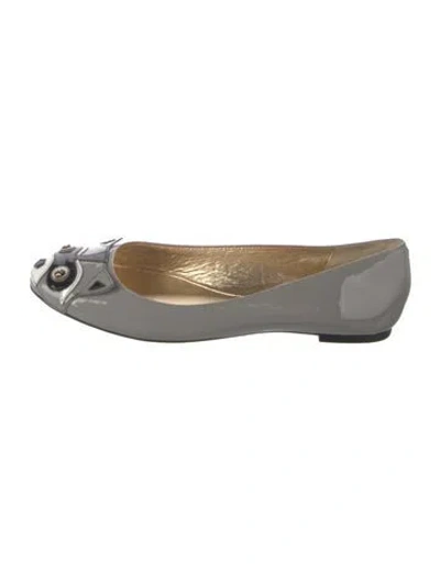 Pre-owned Kate Spade Patent Leather Graphic Print Ballet Flats In Grey