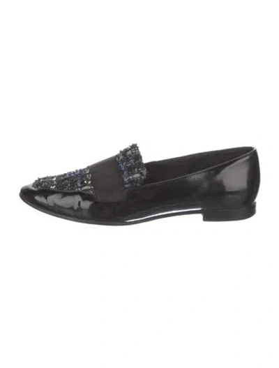 Pre-owned Kate Spade Patent Leather Grosgrain Trim Loafers In Black