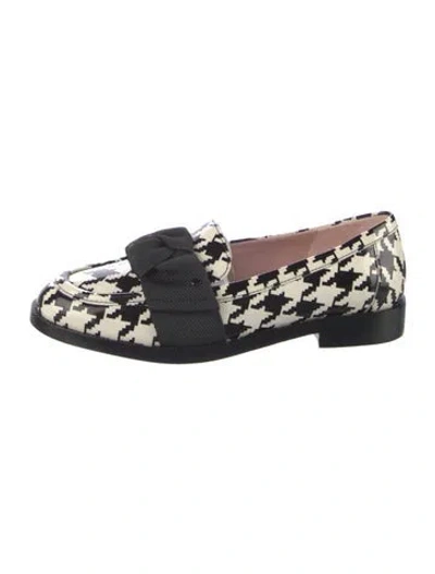 Pre-owned Kate Spade Patent Leather Houndstooth Print Loafers In Blue
