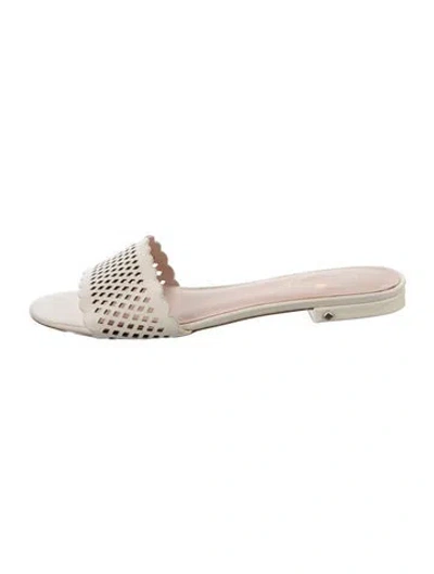 Pre-owned Kate Spade Patent Leather Lace Pattern Slides In Neutrals