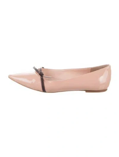 Pre-owned Kate Spade Patent Leather Leather Trim Embellishment Ballet Flats In Pink