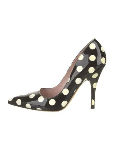 Pre-owned Kate Spade Patent Leather Polka Dot Print Pumps In Black