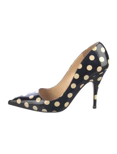 Pre-owned Kate Spade Patent Leather Polka Dot Print Pumps In Black