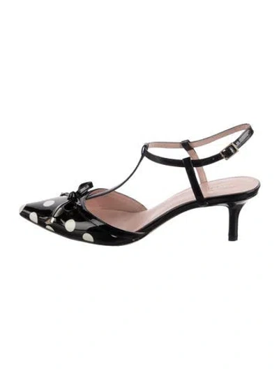 Pre-owned Kate Spade Patent Leather Polka Dot Print Pumps In Black