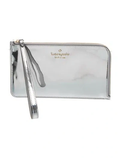 Pre-owned Kate Spade Patent Leather Portfolio In Silver