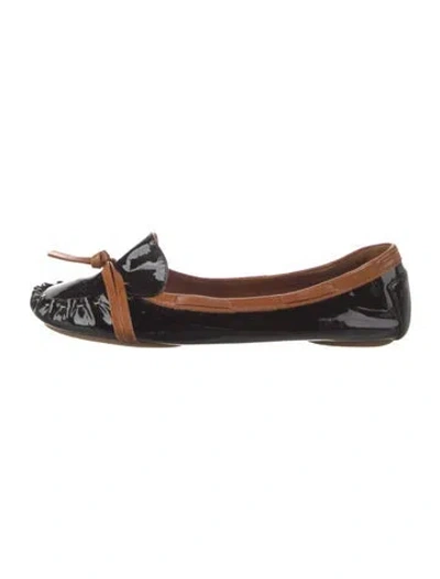 Pre-owned Kate Spade Patent Leather Printed Ballet Flats In Black