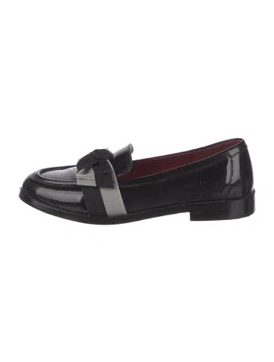 Pre-owned Kate Spade Patent Leather Printed Loafers In Black