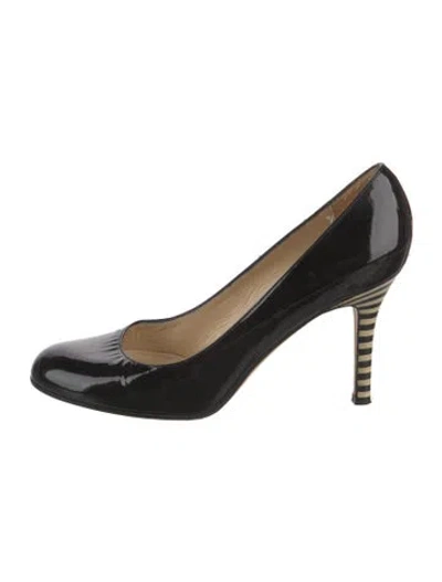 Pre-owned Kate Spade Patent Leather Printed Pumps In Black