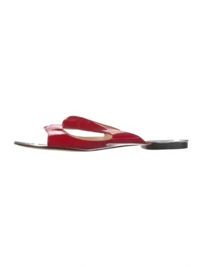 Pre-owned Kate Spade Patent Leather Printed Slides In Red
