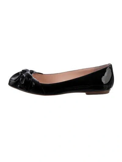 Pre-owned Kate Spade Patent Leather Ruffle Embellishment Ballet Flats In Black
