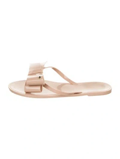 Pre-owned Kate Spade Patent Leather Slides In Neutral