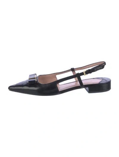 Pre-owned Kate Spade Patent Leather Slingback Flats In Blue
