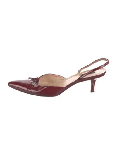 Pre-owned Kate Spade Patent Leather Slingback Pumps In Burgundy