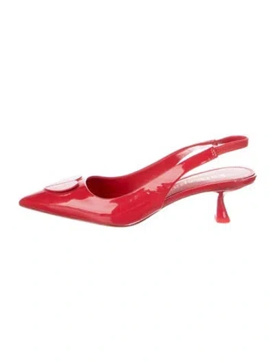 Pre-owned Kate Spade Patent Leather Slingback Pumps In Red