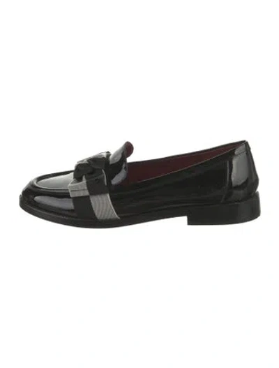 Pre-owned Kate Spade Patent Leather Striped Loafers In Black