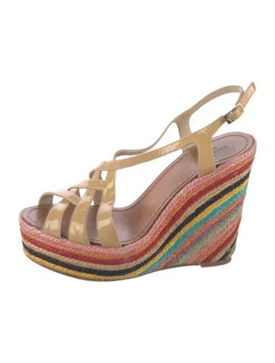 Pre-owned Kate Spade Patent Leather Striped Pumps In Neutral