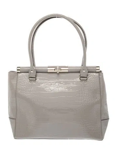 Pre-owned Kate Spade Patent Leather Tote In Gray