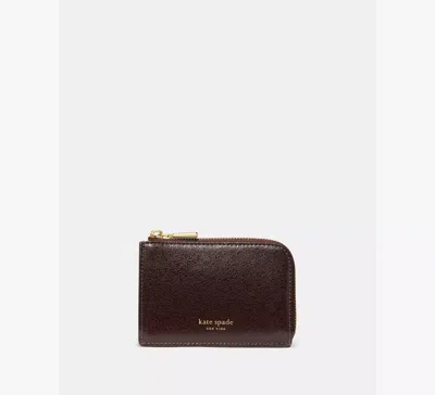 Kate Spade Patent Mini Zip Card Case In Brown