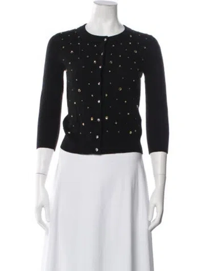 Pre-owned Kate Spade Patterned Crew Neck Sweater In Black