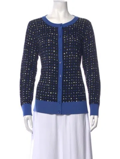 Pre-owned Kate Spade Patterned Crew Neck Sweater In Blue