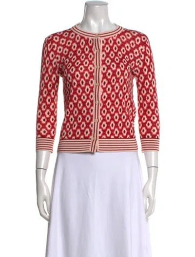 Pre-owned Kate Spade Patterned Crew Neck Sweater In Pink