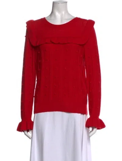 Pre-owned Kate Spade Patterned Crew Neck Sweater In Red