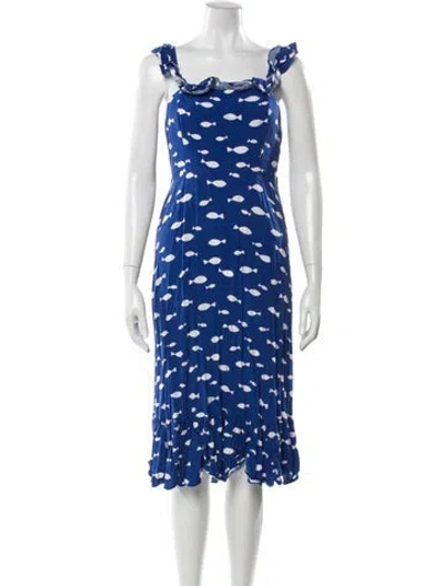 Pre-owned Kate Spade Patterned Midi Length Dress In Blue